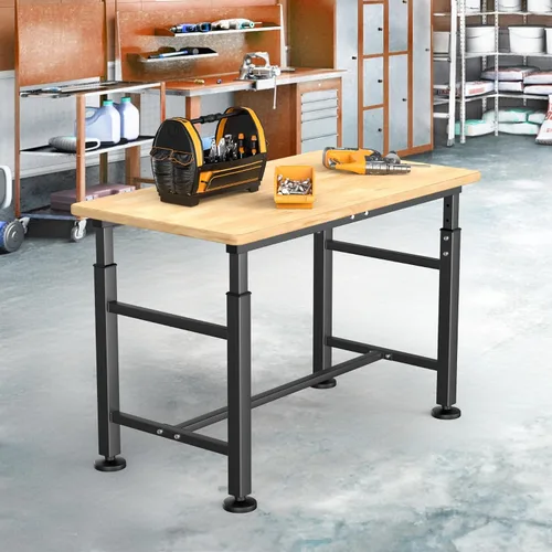 Vista 2 de TORACK Banco de trabajo ajustable con tapa de madera de caucho, 42" x 20