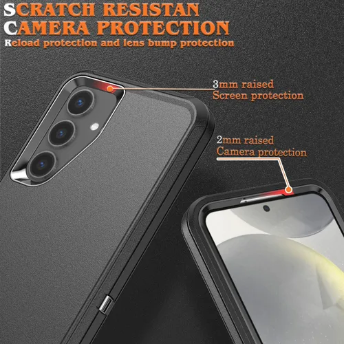 Vista 4 de Defender Series - Funda para Samsung Galaxy S24/S25 Plus, resistente y duradera, grado militar, a prueba de golpes, segura, con protección de Negro
