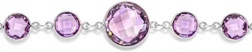 Vista 2 de Gem Stone King 30.00 Ct Checkerboard Round Blue Topaz 925 Silver 7 Inches Bracelet For Women with 1 Inch Extender