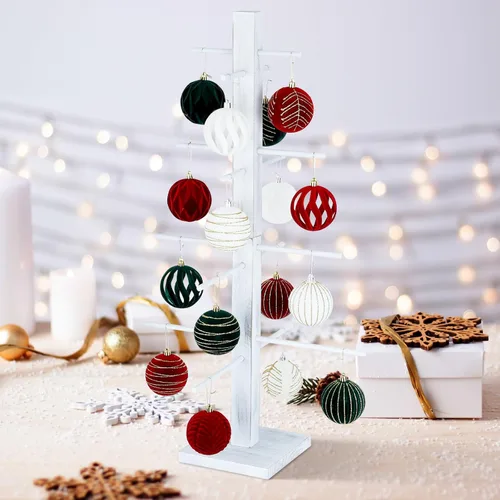 Vista 10 de Árbol de exhibición de adornos navideños de 32 pulgadas, centros de mesa para mesas, soporte para árbol de adornos de mesa, árbol artificial de mesa
