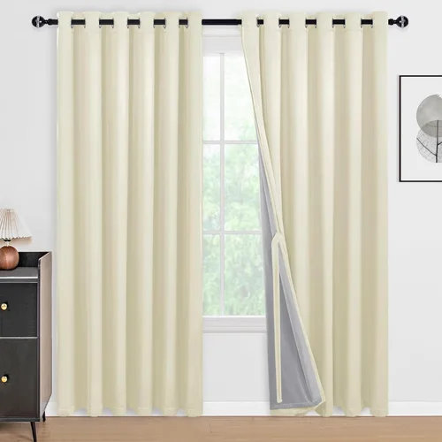 Vista 135 de DWCN - Cortinas 100% opacas para dormitorio con forro negro, cortinas de ventana de doble capa con aislamiento térmico que oscurecen toda la Azul