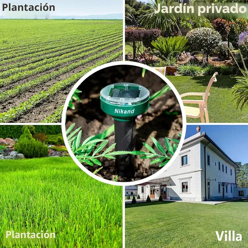 Vista 4 de Repelente de gotas ultrasónico alimentado por energía solar - Estacas repelentes de topos al aire libre seguras para mascotas - Repelente