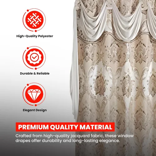 Vista 3 de Sapphire Home - Cortinas de jacquard de 84/63 pulgadas de longitud con cenefa adjunta + parte trasera transparente + 2 borlas, cortina tradicional