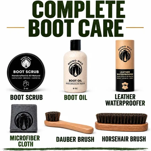 Vista 6 de Kit para cuidado de botas de cuero - Fabricado en Estados Unidos (No en China) - Aceite para botas, impermeable, limpiador para botas