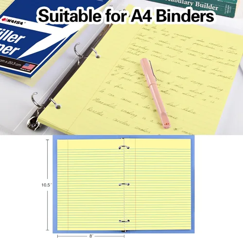 Vista 4 de KAISA Papel para cuaderno de hojas sueltas, rayas universitarias, 300 hojas por papel rayado, 8 x 10.5 pulgadas, 3 agujeros perforados para carpeta