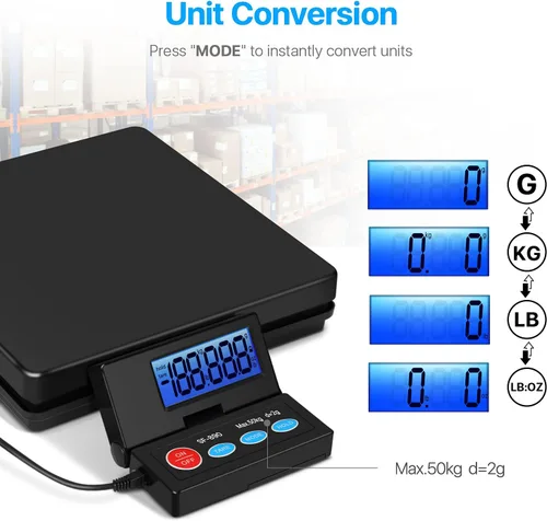 Vista 2 de Flexzion Báscula de envío USPS para paquete, báscula postal de envío digital resistente con pantalla LCD montada en la pared, capacidad máxima