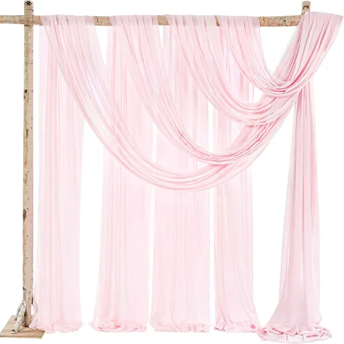 Vista 13 de Cortinas de boda con rosas polvorientas, 2 paneles de 6 yardas, cortinas de fondo transparentes para despedida de soltera, arcos de boda