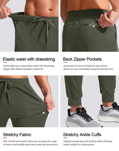 Vista 5 de Viodia Men's Joggers with Zipper Pockets Athletic Running Track Sweatpants for Men Workout Traning Gym Pants