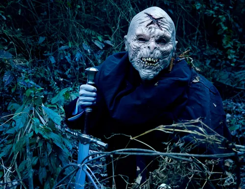 Vista 6 de Máscara de cabeza de monstruo zombi de látex X para Halloween, maquillaje y accesorios de disfraces LARP