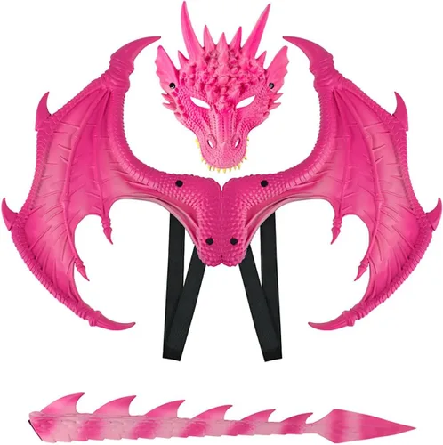 Vista 6 de Himine Alas de dragón Props Cosplay Wing con máscara de cola