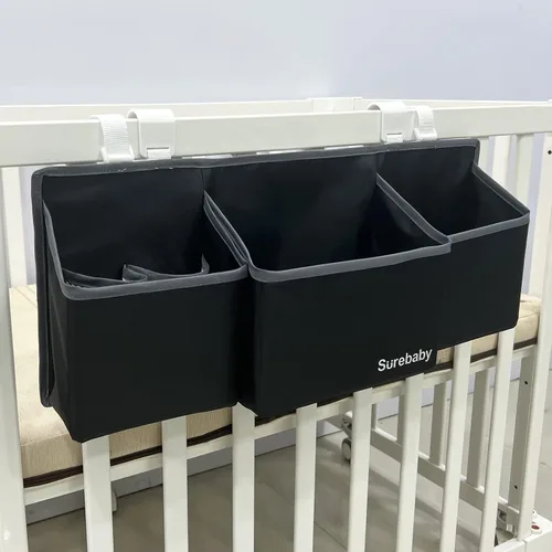 Vista 9 de Organizador de pañales para bebés colgante, organizador de pañales 3-en-1 para cuna de bebé, organizador de almacenamiento de pañales para guardería