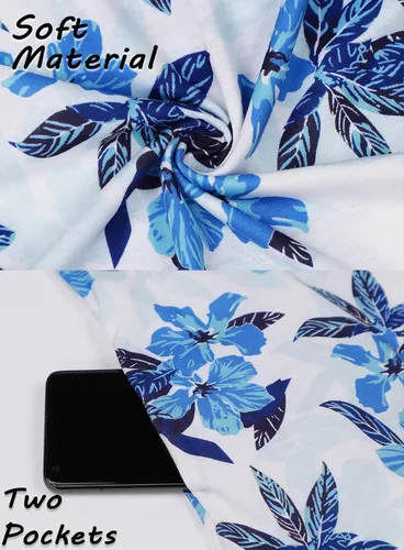 Vista 104 de SimpleFun - Vestidos de verano para mujer, camiseta floral, vestido de playa de estilo bohemio, informal, con bolsillos y sin mangas
