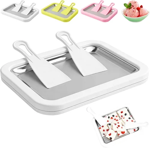 Vista 8 de Máquina de helados instantáneos, máquina de helados enrollados, plato de yogur congelado, rollo instantáneo de gelato instantáneo, hecho en casa