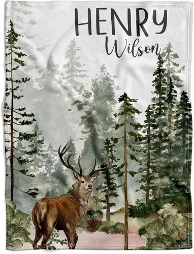 Vista 17 de Manta personalizada de ciervo alpino para bebé, manta personalizada para el cuarto de bebé, manta de vellón suave para la vida silvestre, ropa