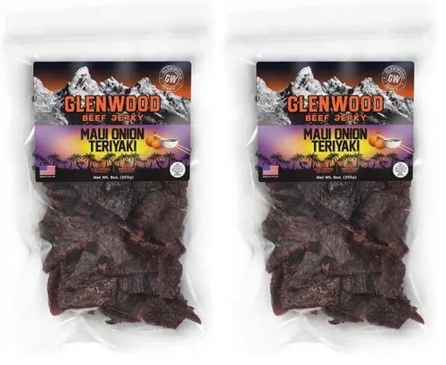 Vista 4 de Glenwood Snacks Carne Jerky Maui Cebolla Teriyaki Jerky 9 oz Bolsa resellable