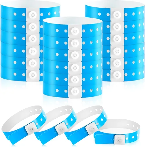 Vista 15 de 600 pulseras de plástico para eventos, vinilo, colores surtidos Adjustable Snap, Bulk Waterproof Neon Colored Arm Bands, For Admission Pools