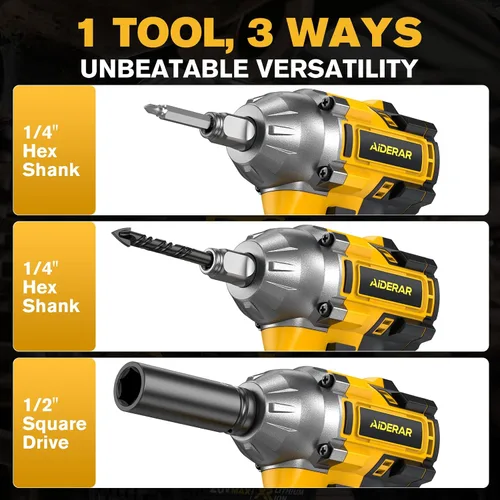Vista 2 de Llave de impacto inalámbrica para batería DeWalt, 500 Nm (369 pies-libras) pistola de impacto sin escobillas de 1/2 pulgada y 1/4 pulgadas