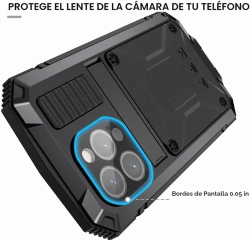 Vista 2 de Lunivop - Carcasa metálica resistente para iPhone 15 Pro Max, color negro