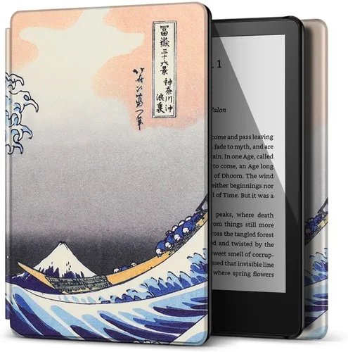 Vista 13 de TNP - Funda delgada para Kindle de 6 pulgadas para 11ª generación 2024/2022, flores de almendro Funda delgada de cuero sintético con diseño