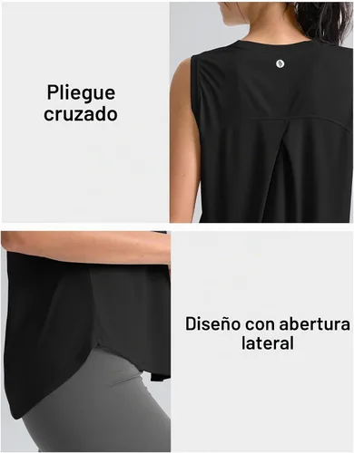 Vista 4 de SANTINY Camiseta sin mangas de entrenamiento para mujer, camiseta atlética Negro