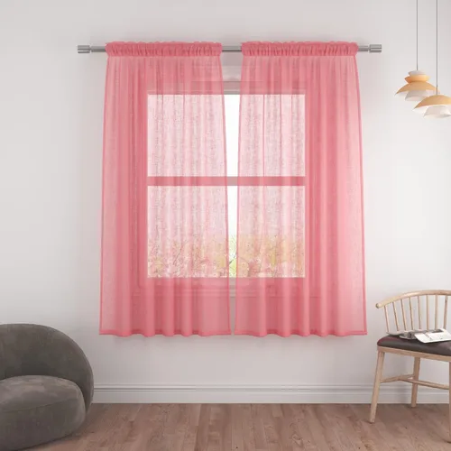 Vista 103 de UPOPO Paneles de Cortina Beige Pequeños Cortinas Transparentes de Gasa de 16 Pulgadas de Largo Cortinas de Cocina de Voile con Textura de Lino