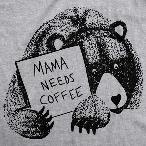 Vista 2 de Camiseta divertida para el día de la madre con texto en inglés Mama Bear Needs Coffe, Gris claro jaspeado