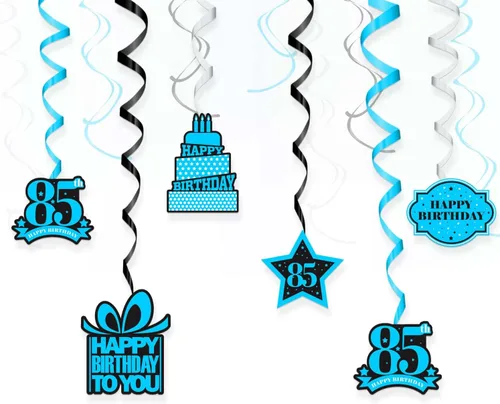 Vista 9 de Cartel colgante de feliz cumpleaños número 10 con diseño de remolinos y estrellas, confeti de felicitación a los 10 años de edad, cumpleaños, Hello