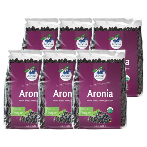 Vista 9 de Bayas de Aronia Orgánicas Secas 7.1 oz (200 g) – Sin Azúcar Añadido Veganas, Sin OMG, Chokeberries Negras Secadas Suavemente Altas