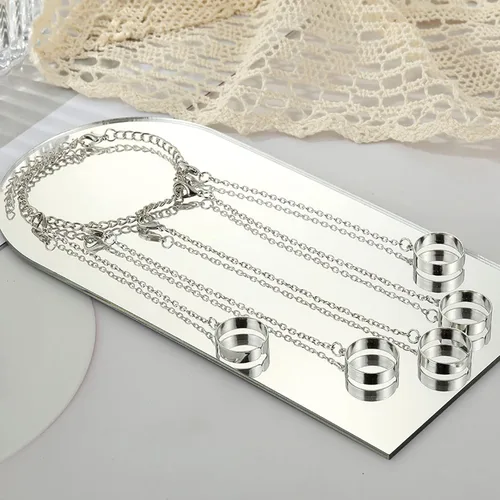 Vista 4 de Pulsera de anillo, cadena de mano, anillos de dedo para mujer, pulsera punk, garras de dedos, pulseras para adolescentes, niñas, ajustable