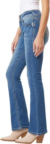 Vista 3 de WallFlower Jeans coquetos con curvas para mujer de tiro alto Insta Stretch Juniors (estándar y Plus)