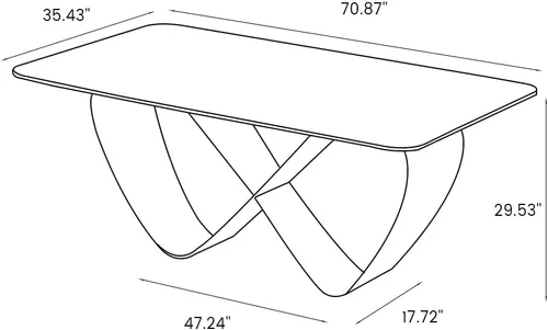 Vista 2 de POVISON Hobart - Mesa de comedor moderna de 71 pulgadas para 6, mesa de comedor negra de piedra sinterizada con pedestal de acero al carbono