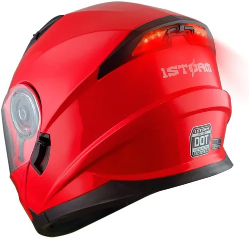 Vista 11 de 1Storm Nuevo Casco Modular de Motocicleta con Visera Dual Cara Completa y Luz Trasera LED Recargable: Modular901 Fibra de Carbon Negro