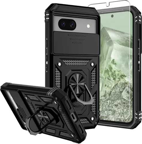 Vista 18 de Funda para Pixel 7a, con protectores de pantalla y funda para cámara, [grado militar] de 16 pies. Funda protectora probada contra caídas con soporte