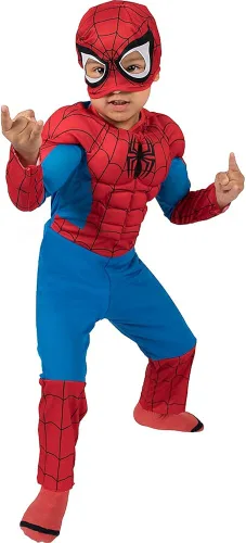 Vista 2 de Party City Classic Spider-Man Muscle Halloween Costume for Toddler Boys Includes Headpiece
