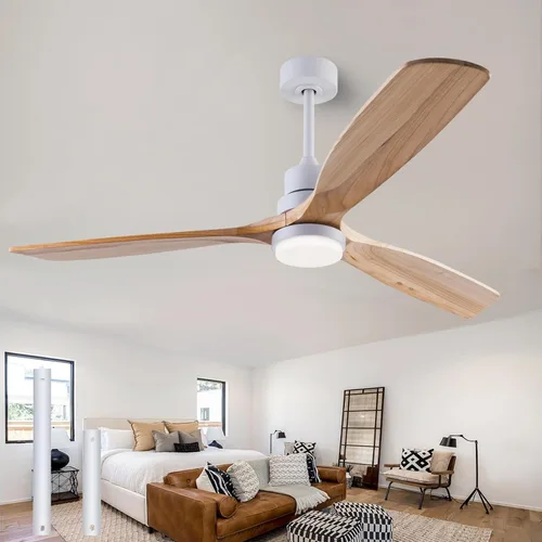 Vista 23 de 52” Silent Solid Wood Ceiling Fan Light, with 6-speed remote control, black