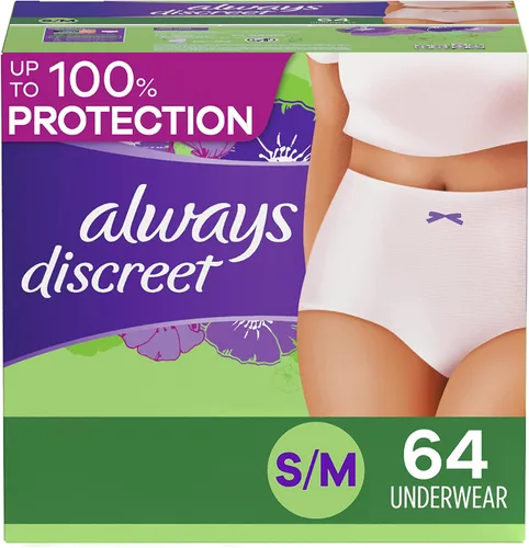 Vista 23 de Always Discreet Ropa interior para incontinencia adulta para mujeres y ropa interior posparto, pequeña/mediana, hasta 100% protección contra fugas