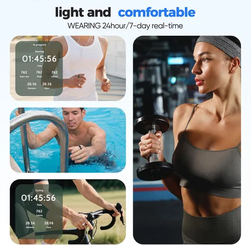 Vista 6 de BIEMHA Anillo Inteligente para Mujeres y Hombres, Rastreador de Salud con Monitoreo del Sueño y Ejercicio, Compatible con iOS y Android, Resistente