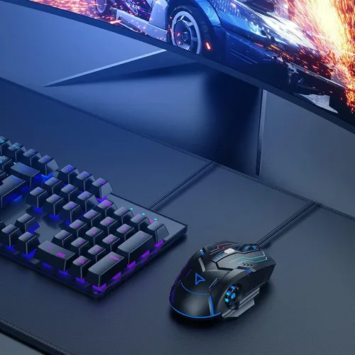 Vista 7 de GK-XLI Mouse para juegos con cable, RGB para computadora con cable USB con modo de retroiluminación Chroma, mouse ergonómico DPI ajustable de alta