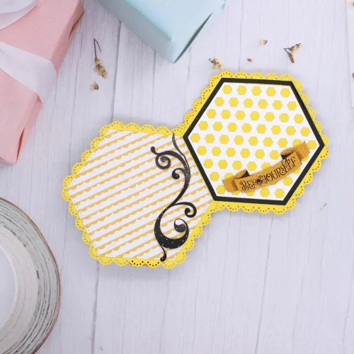 Vista 6 de KSCRAFT Honeycomb Shaker Mini álbum de corte de metal troqueles plantillas para bricolaje Scrapbooking decorativo en relieve DIY tarjeta de papel