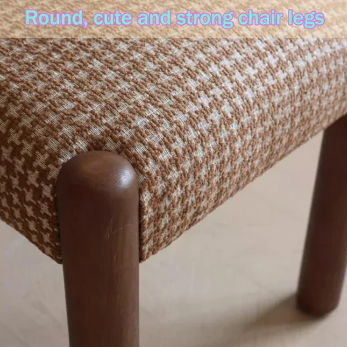 Vista 7 de Silla de cocina tapizada de lino, sillas de comedor retro con patas de madera, silla de asientos acolchados para comedor, dormitorio, sala de estar