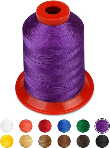 Vista 10 de 1000 metros de hilo para tapicería FIVEIZERO extra fuerte, hilo de nailon negro para denim, cuero, manualidades, máquina, bricolaje y hogar