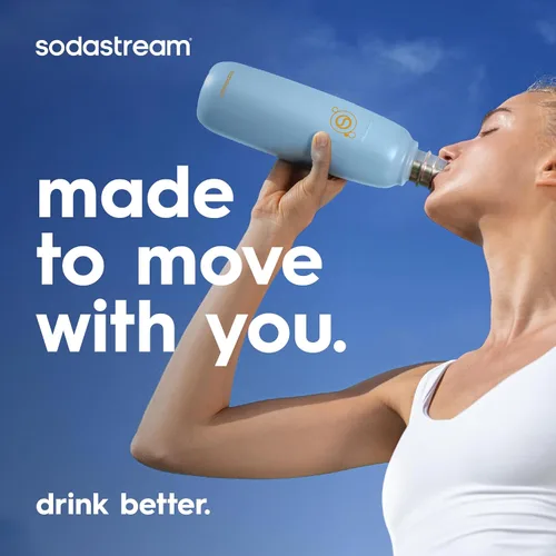 Vista 8 de sodastream Fizz & Go Cool, Botella de agua carbonatada de acero inoxidable de 0.9 L, botella de metal aislada para agua con gas, compatible