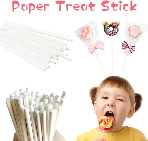 Vista 6 de 500 palitos blancos de piruleta de 4 pulgadas, palitos de papel para derretir dulces, postres, paletas de pastel, chocolate y galletas