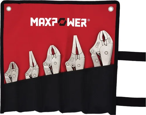 Vista 8 de MAXPOWER Juego de 5 alicates de bloqueo, alicates de punta larga de 9 pulgadas y 6 pulgadas, alicates de bloqueo de mandíbula curvados de 10
