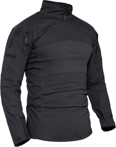 Vista 2 de CRYSULLY Camiseta militar para hombre manga larga con cremallera de 14