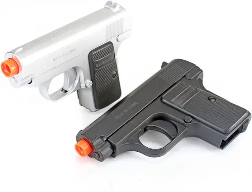 Vista 4 de BBTac - Juego de dos pistolas Airsoft, de bolsillo, con estuche de almacenamiento (color plata y negro)