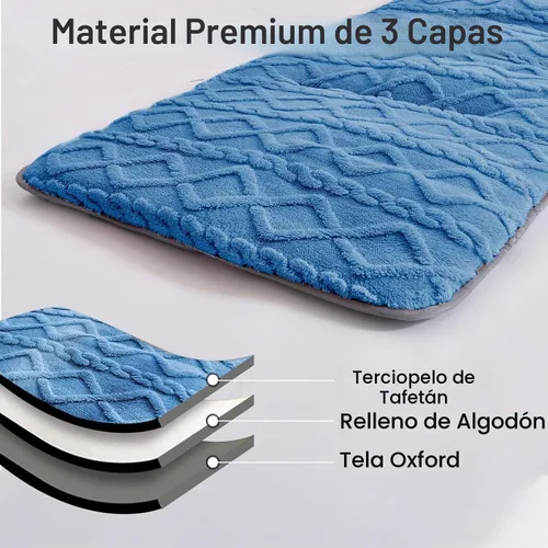 Vista 5 de Folding Camping Cot Pad - Portable & Comfortable Outdoor Sleeping Mat with Elastic Strap, Lightweight Waterproof Bottom Mattress Pad Azul