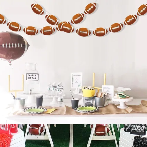 Vista 6 de 2 piezas de decoración de fiesta de fútbol americano guirnalda colgante de fútbol recortes de papel de fútbol para fiesta de cumpleaños, suministros