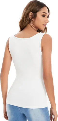 Vista 2 de Verdusa Camiseta básica sin mangas con cuello cuadrado casual para mujer
