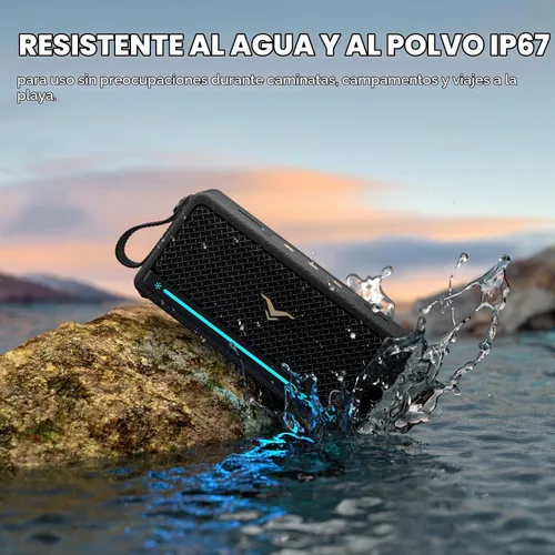 Vista 3 de Altavoces Bluetooth portátiles de 40 W, IP67 impermeable inalámbrico resistente con graves adicionales activos, entrada AUX/USB, Bluetooth 5.3